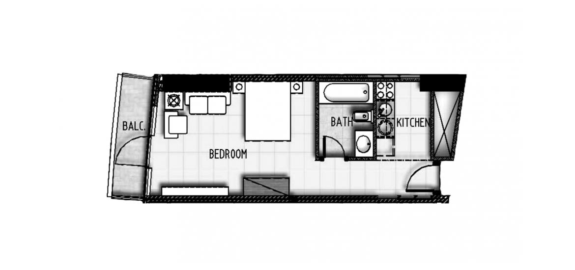 Plano del apartamento «45SQM», 1 dormitorio en MARINA BAY